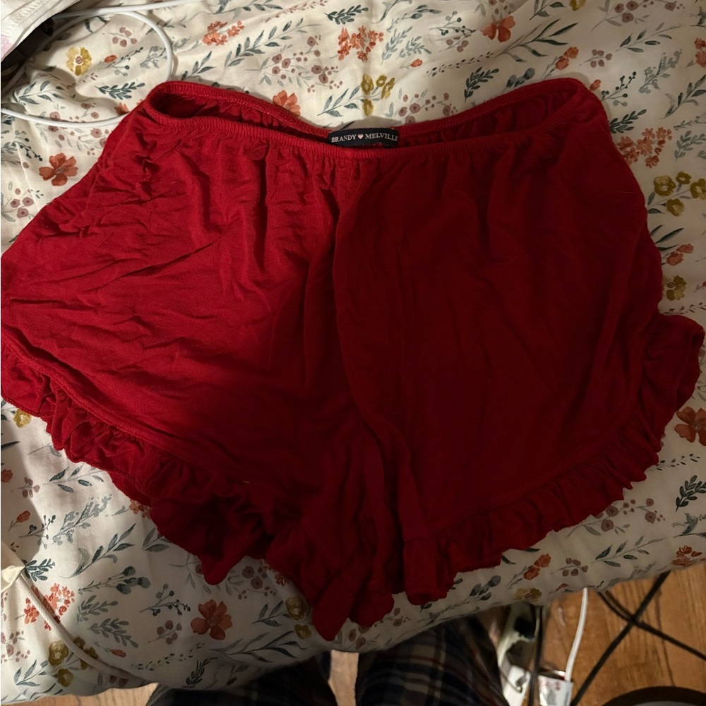 Brandy Melville red flowy shorts